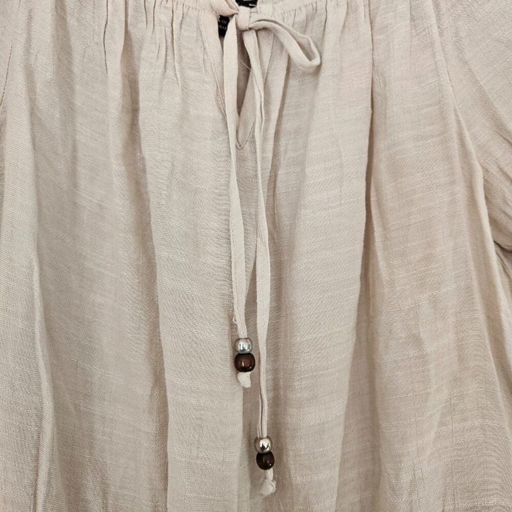 by & by Puff Sleeve Peasant Top round Neck Ruffle Romantic S NWT - Picture 3 of 11